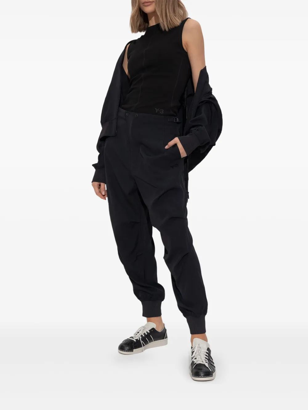 Y-3 drop-shoulder bomber jacket - Zwart