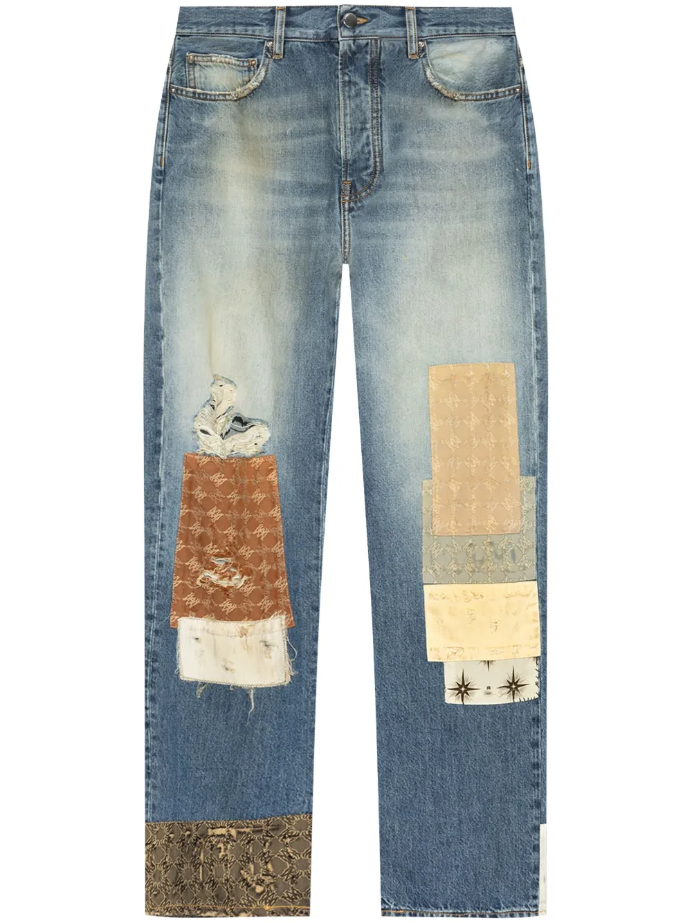 AMIRI Jeans met patchwork Blauw