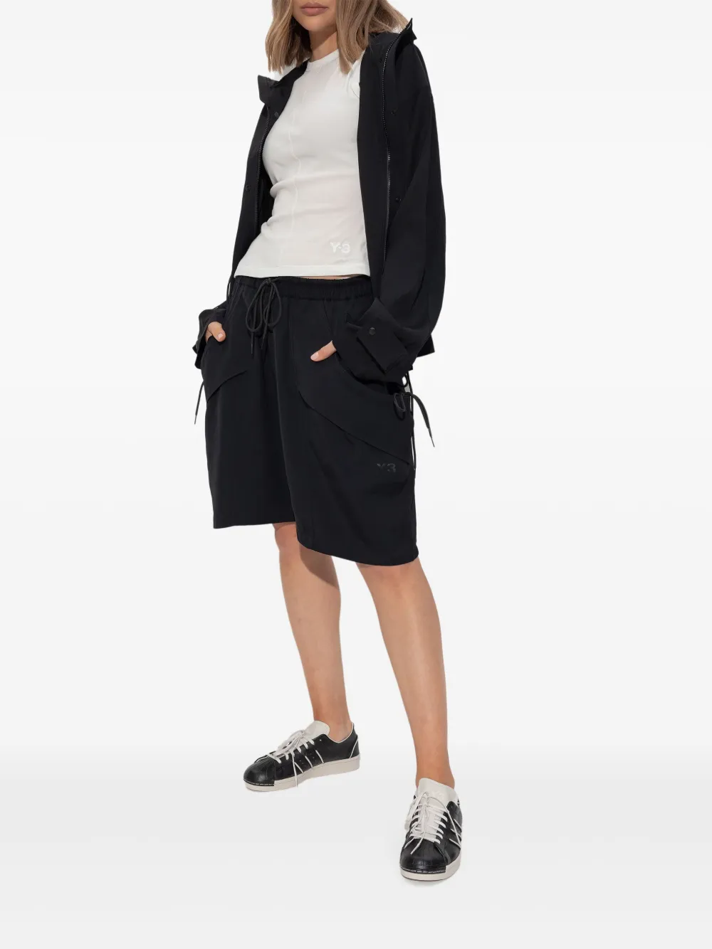 Y-3 hooded jacket - Zwart