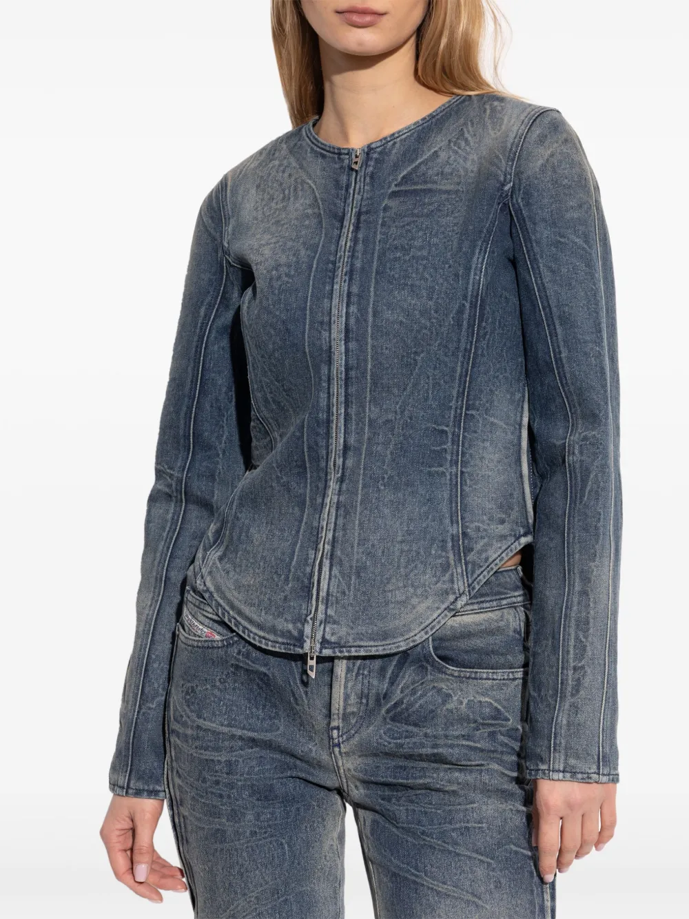 Diesel Denim jack met rits Blauw