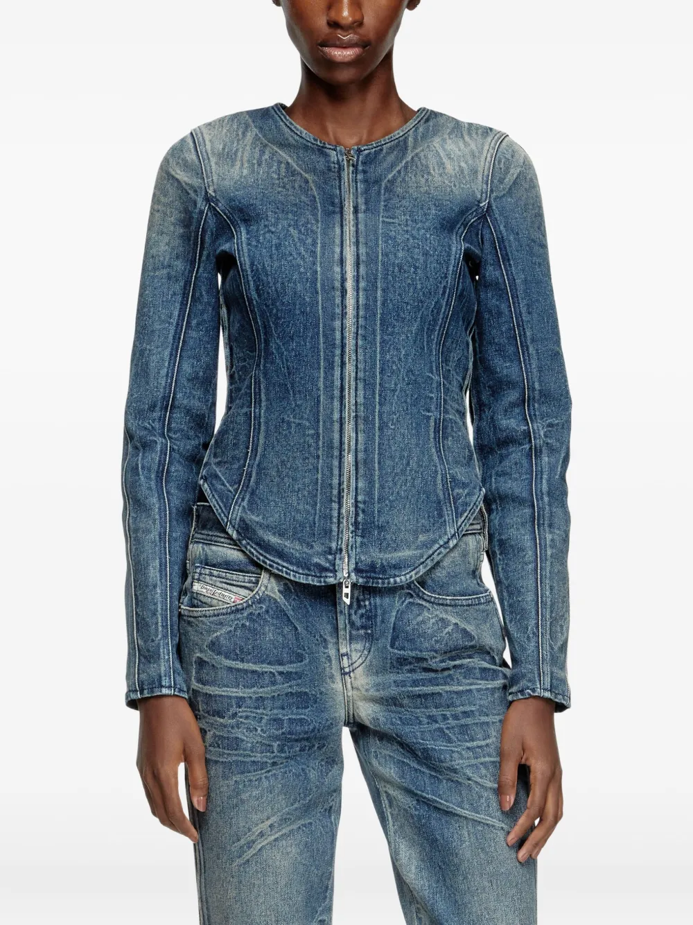  Diesel Zip-up Denim Jacket - Blue 