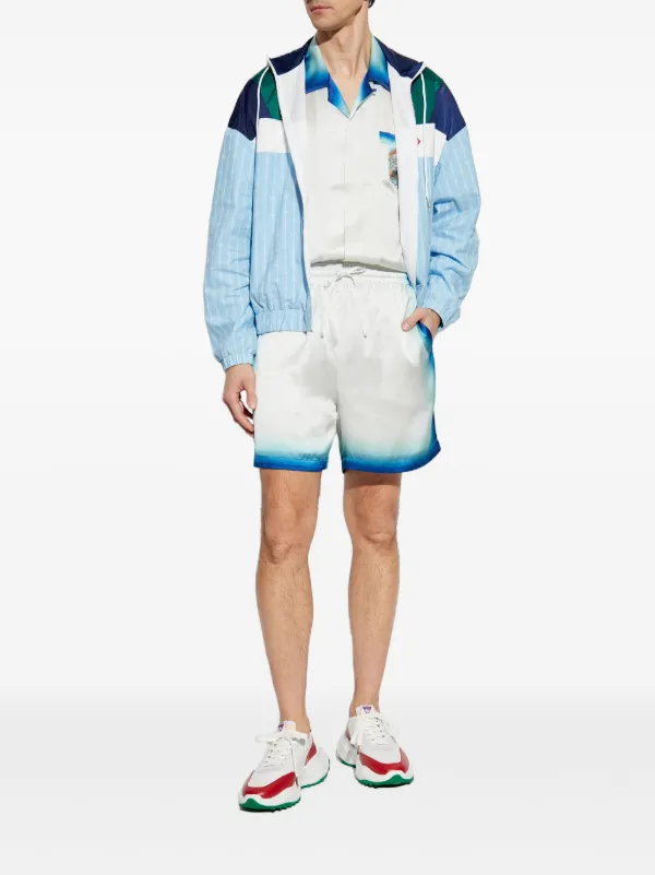 【国内発】CASABLANCA ストライプ コットン トラックジャケット Casablanca ストライプ トラックジャケット | ブルー | FARFETCH JP
