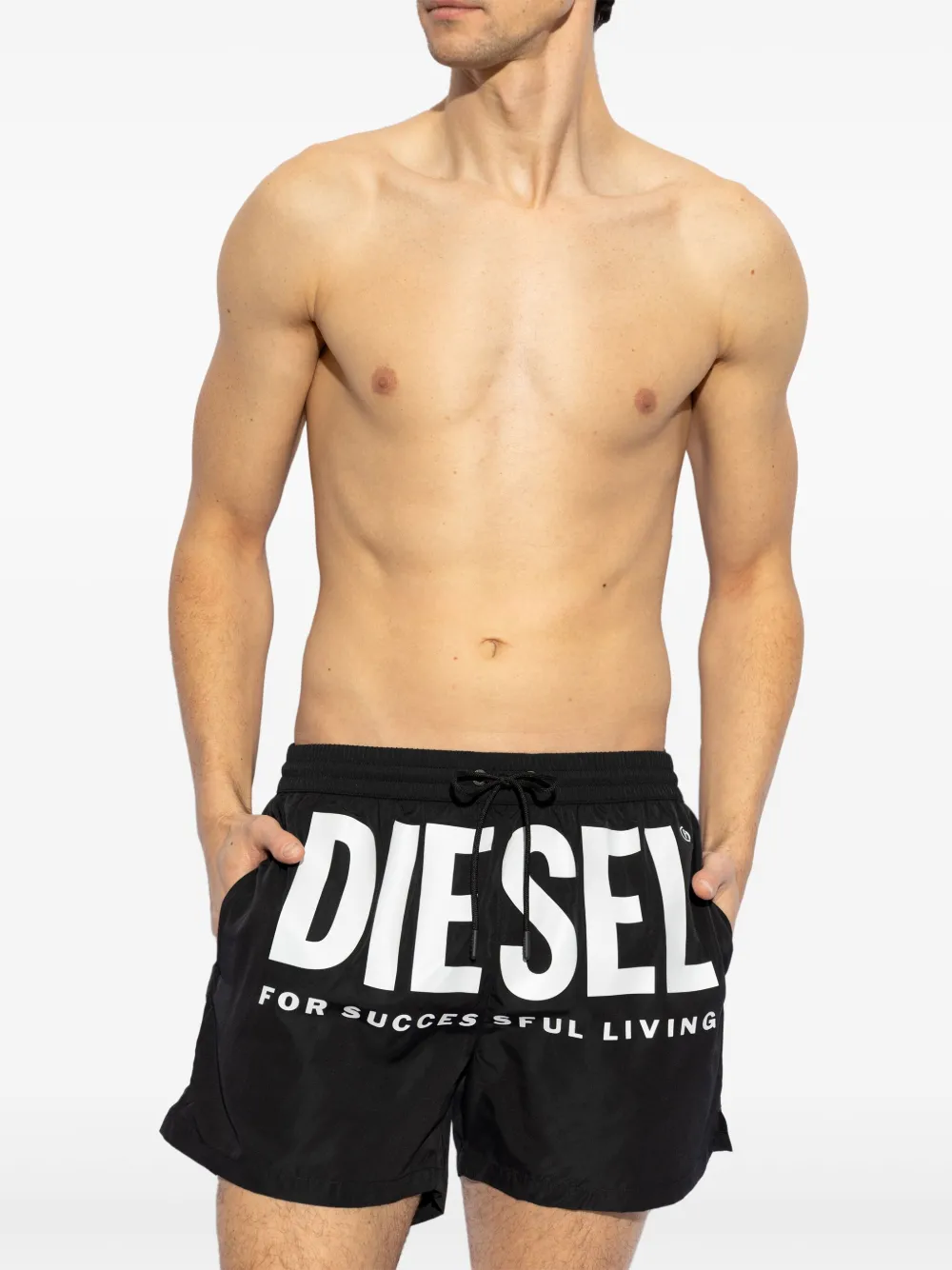 Diesel logo-print swim shorts - Zwart