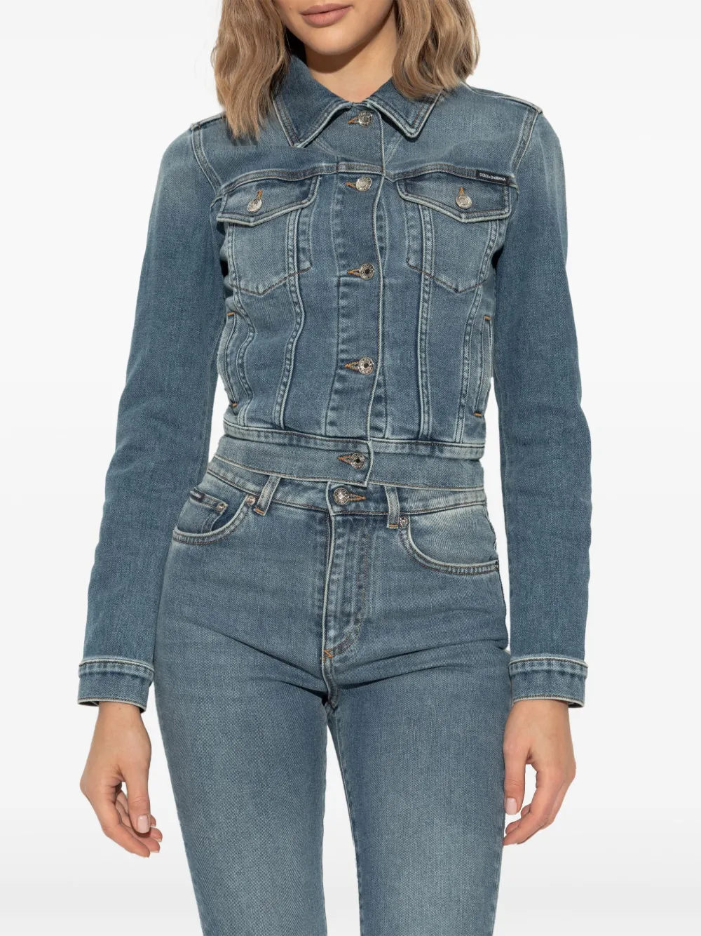 Dolce & Gabbana Spijkerjack met logoplakkaat Blauw