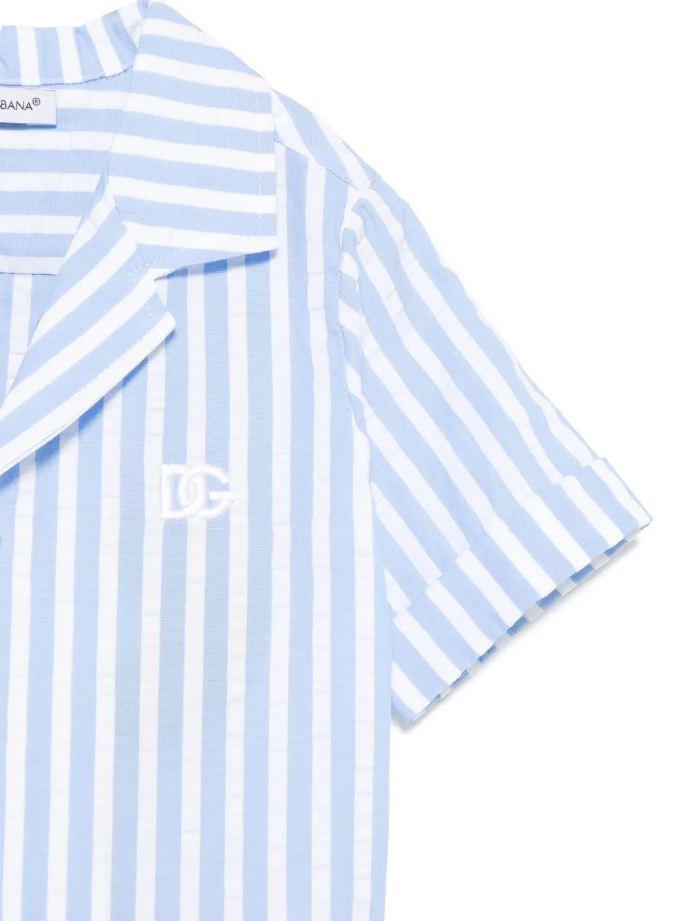 Dolce & Gabbana Kids Gestreept seersucker shirt Blauw