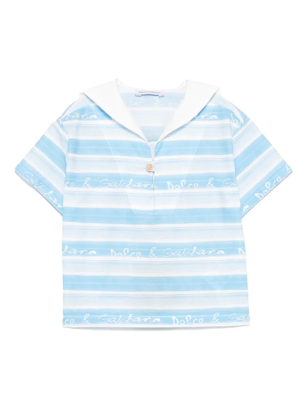 Dolce & Gabbana Kids Gestreept popeline shirt Blauw