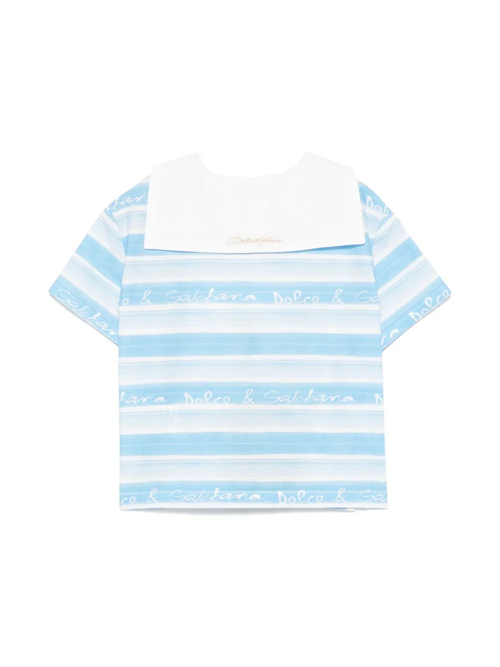 Dolce & Gabbana Kids Gestreept popeline shirt - Blauw