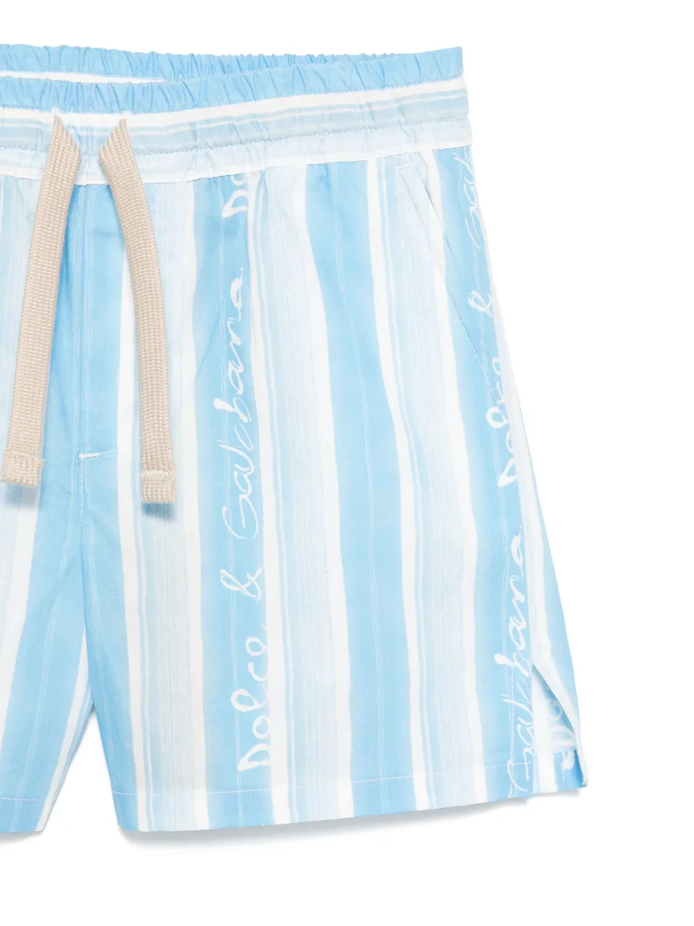 Dolce & Gabbana Stripe-print Poplin Shorts In Blue