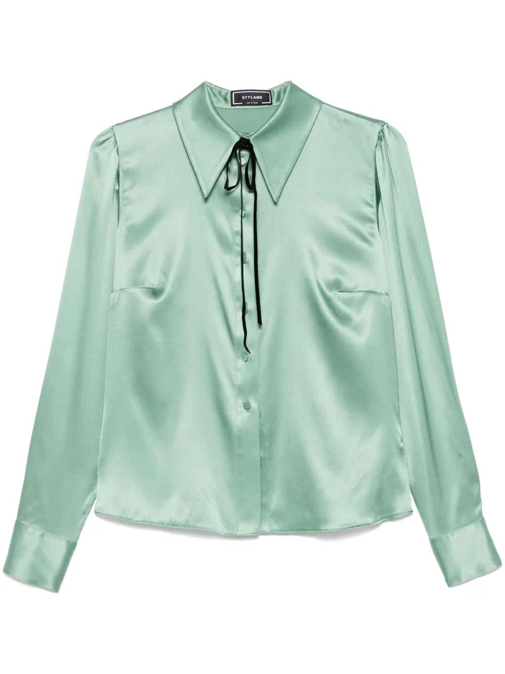 STYLAND Satijnen blouse Groen