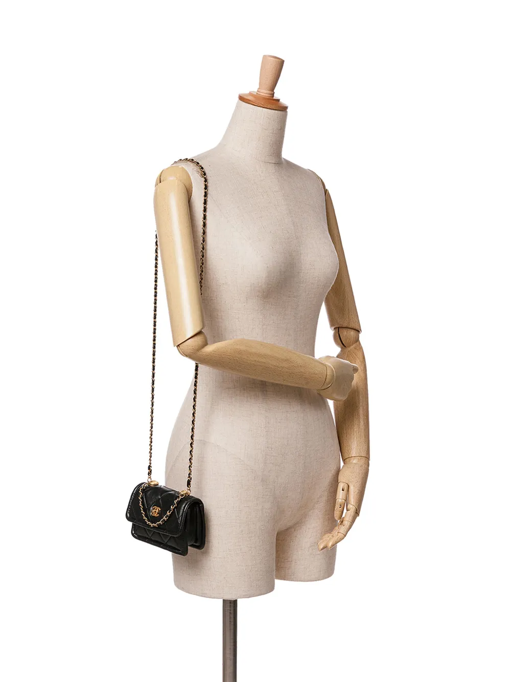 CHANEL Pre-Owned 2020 Mini Lambskin Button On Top Flap satchel - Zwart