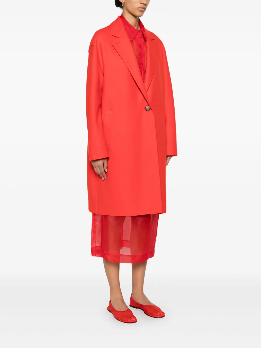 Shop Harris Wharf London Single-breasted Coat In Red