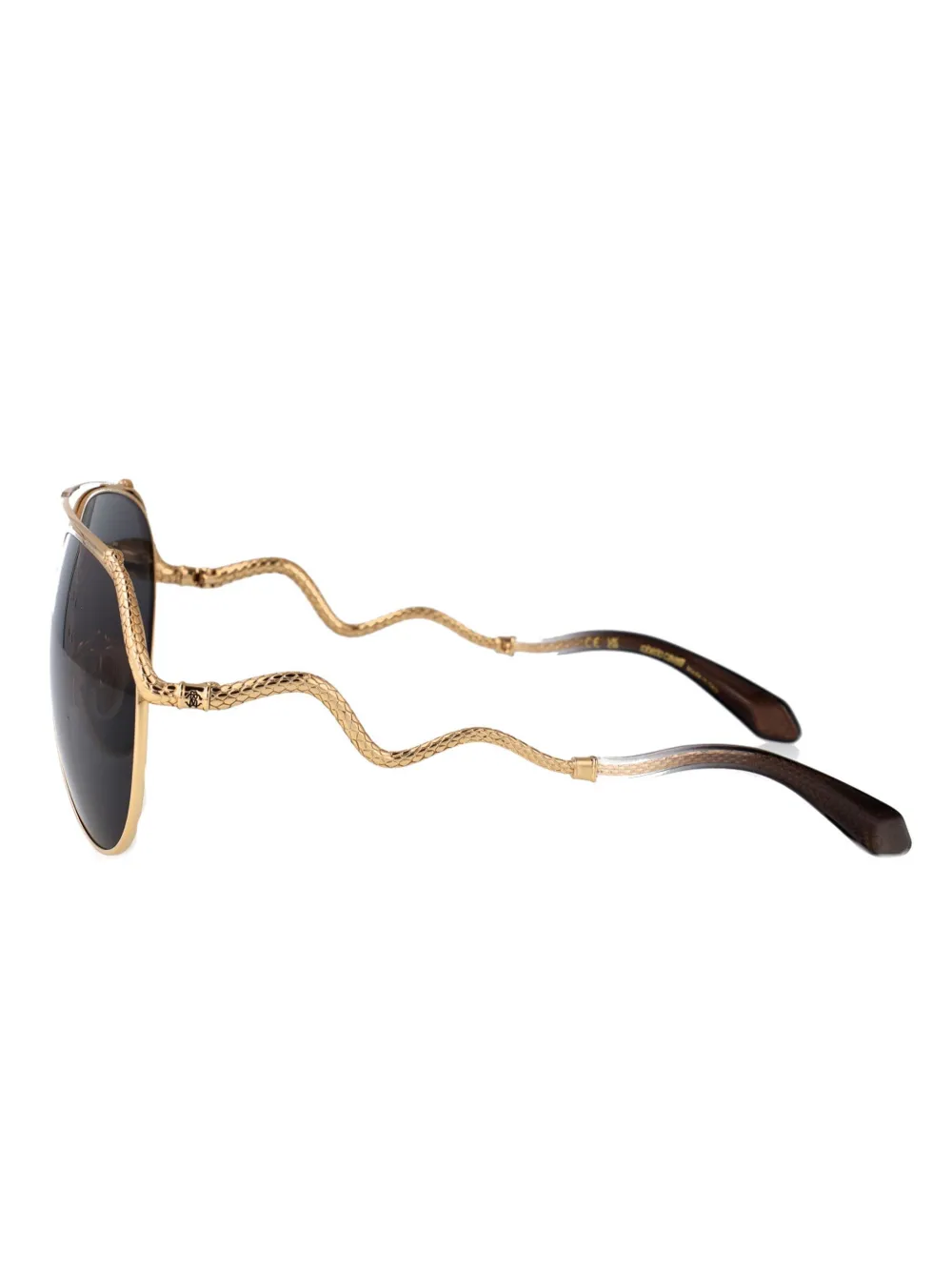 Roberto Cavalli Zonnebril met slangenhuid detail Goud