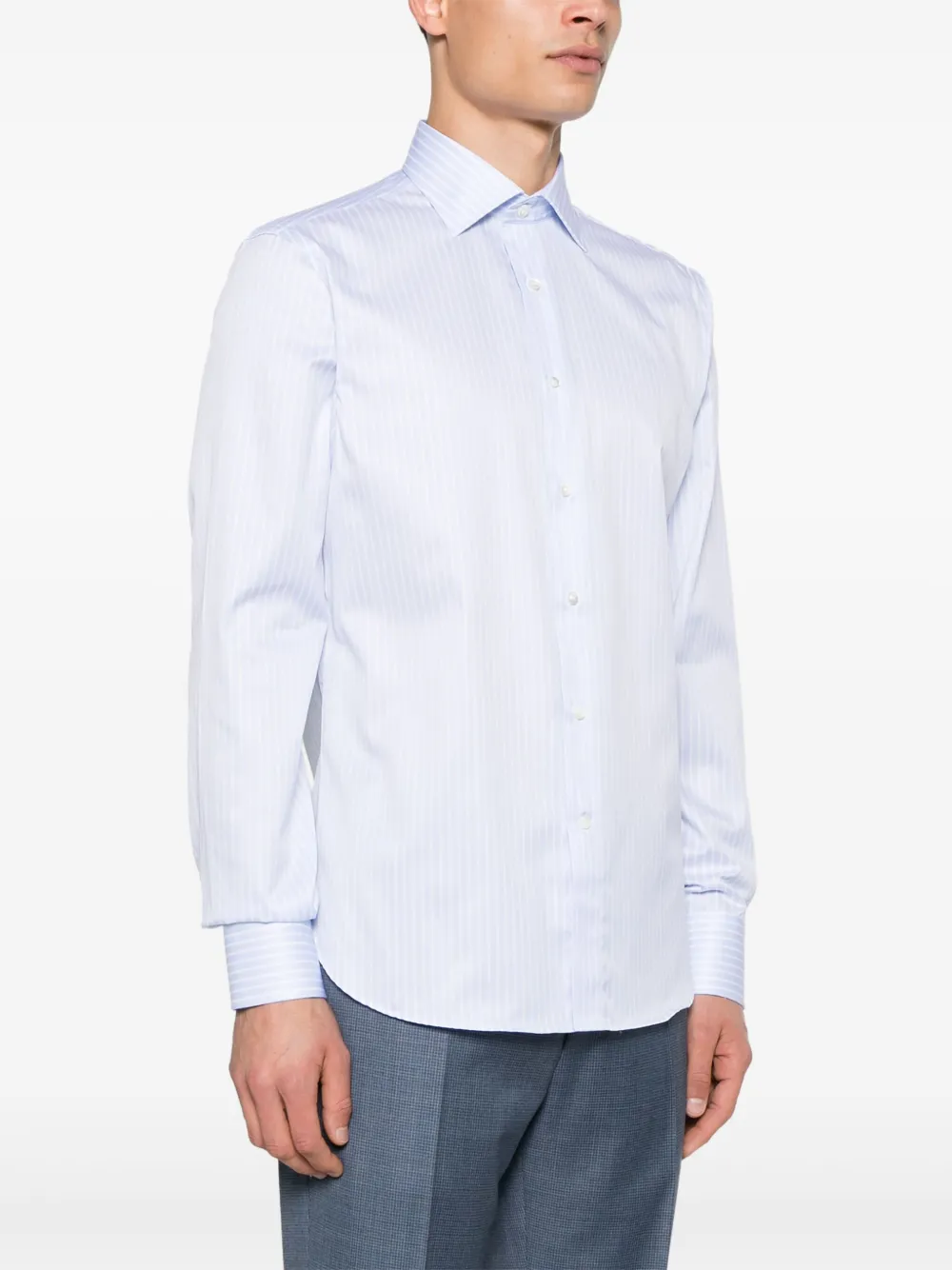 Canali Gestreept overhemd Blauw