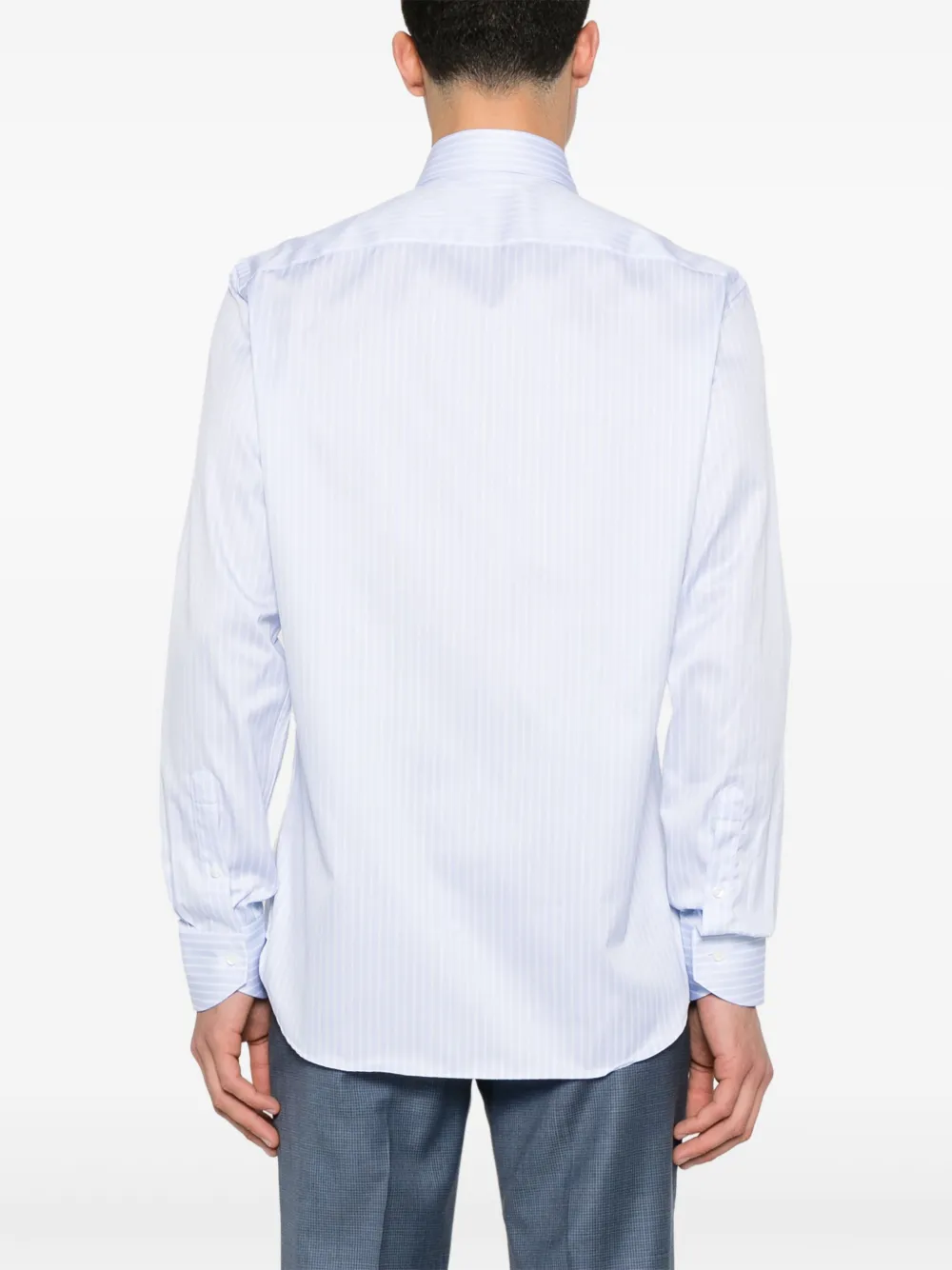 Canali Gestreept overhemd Blauw