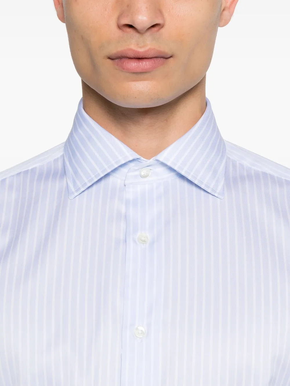 Canali Gestreept overhemd Blauw