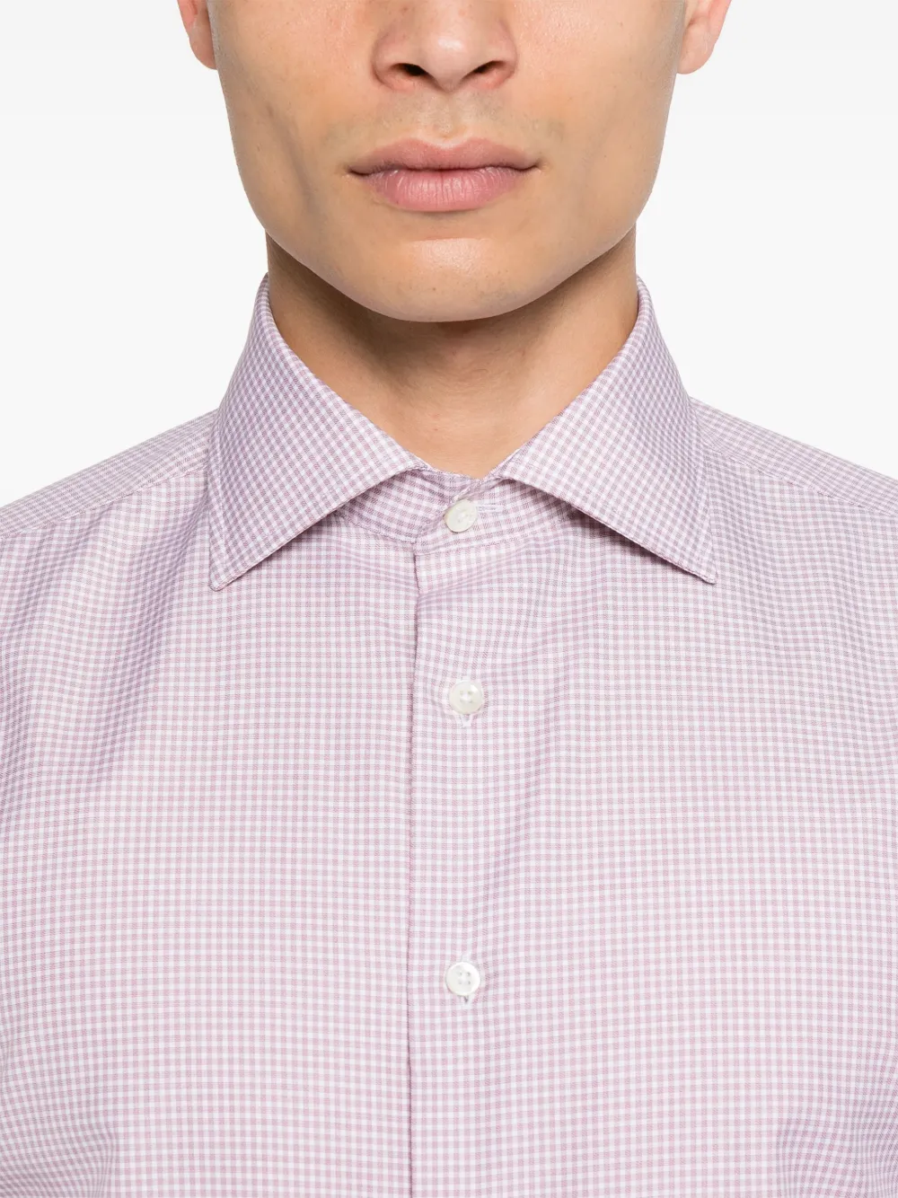 Canali Geruit overhemd Rood