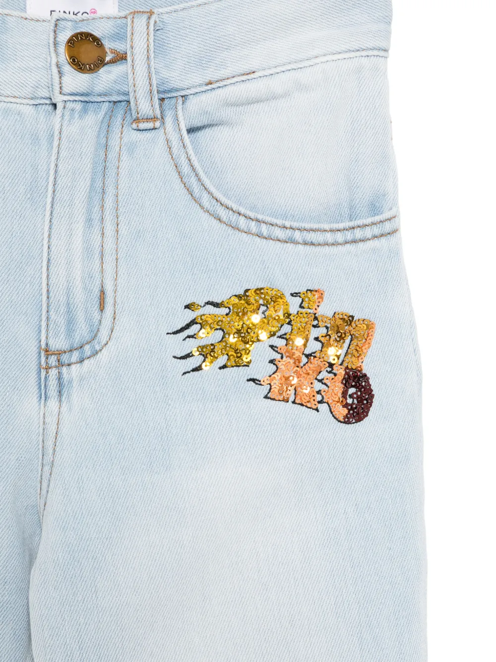 Pinko Kids Jeans met pailletten Blauw
