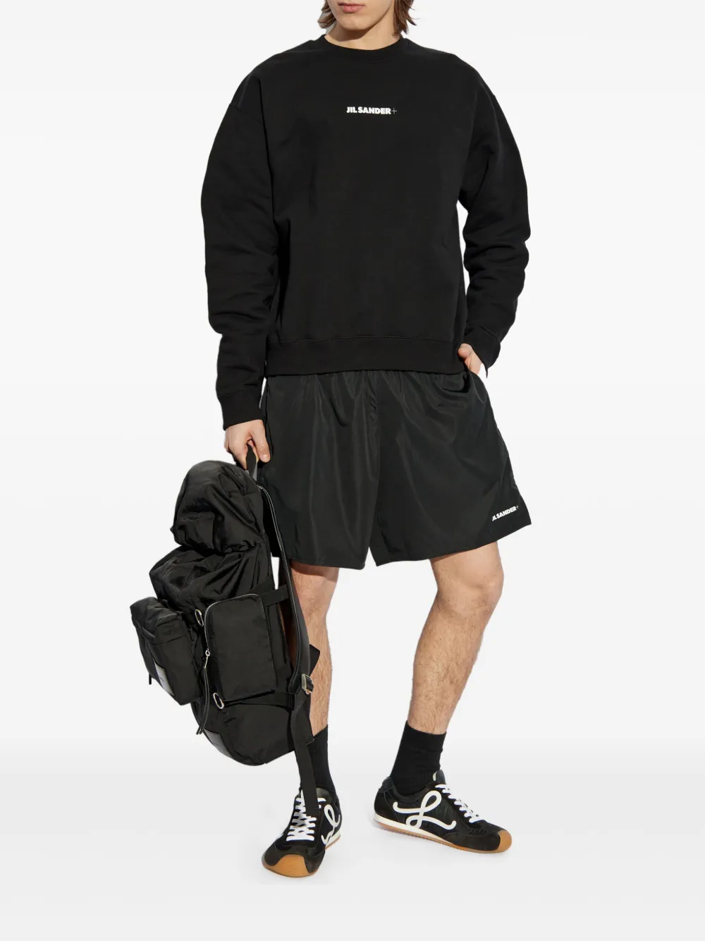 Jil Sander logo shorts - Zwart