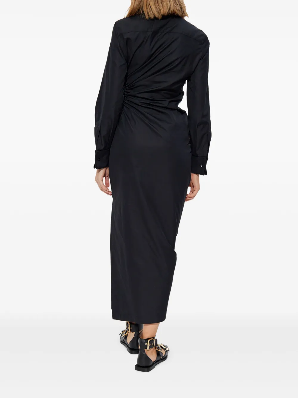 Max Mara Midi-jurk met gedrapeerd detail Zwart