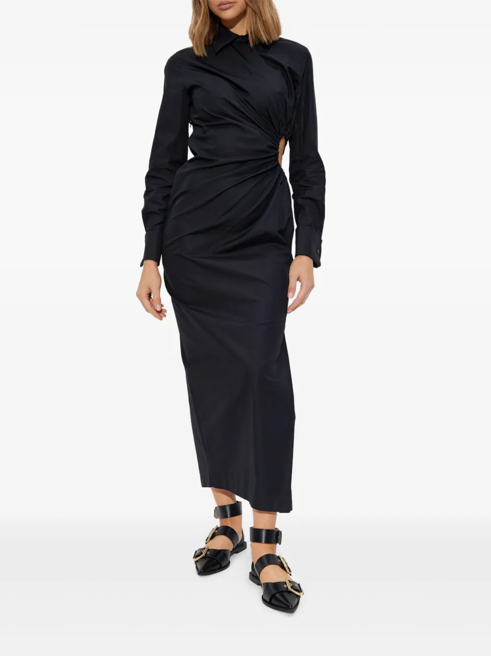 Max Mara Midi-jurk met gedrapeerd detail Zwart