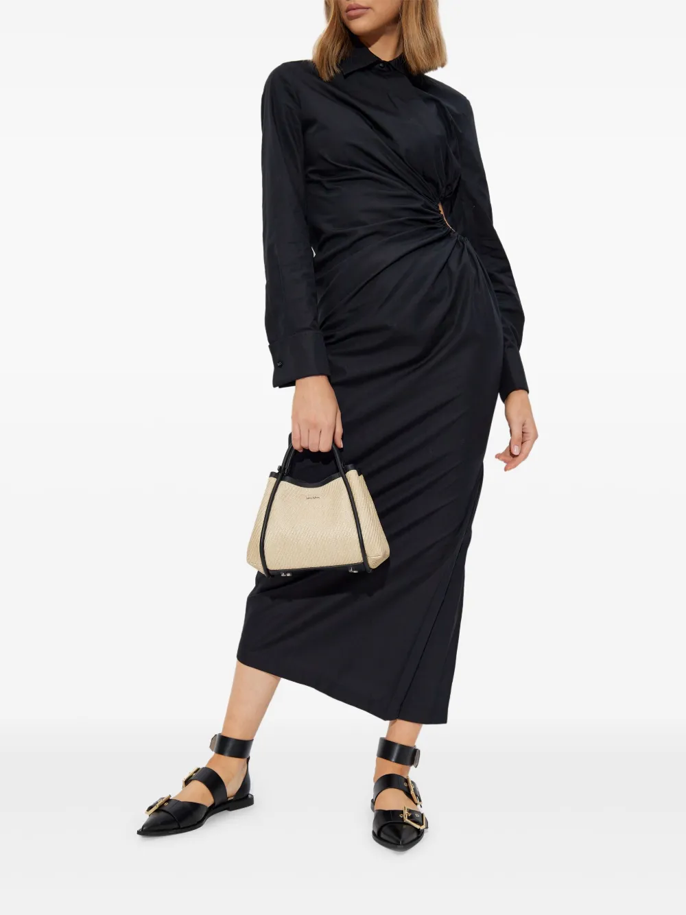 Max Mara Midi-jurk met gedrapeerd detail - Zwart