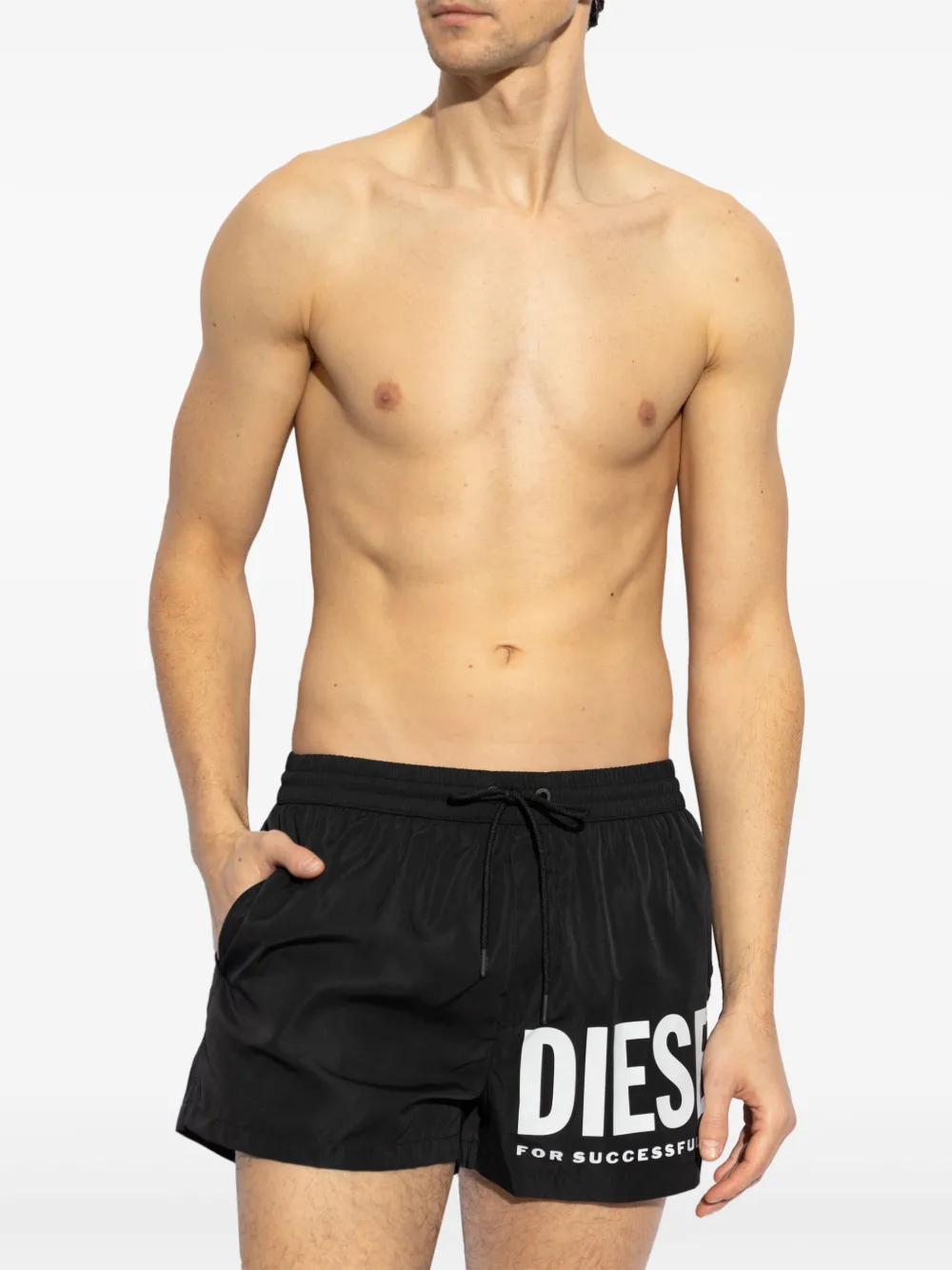 Diesel logo-print swim shorts - Zwart