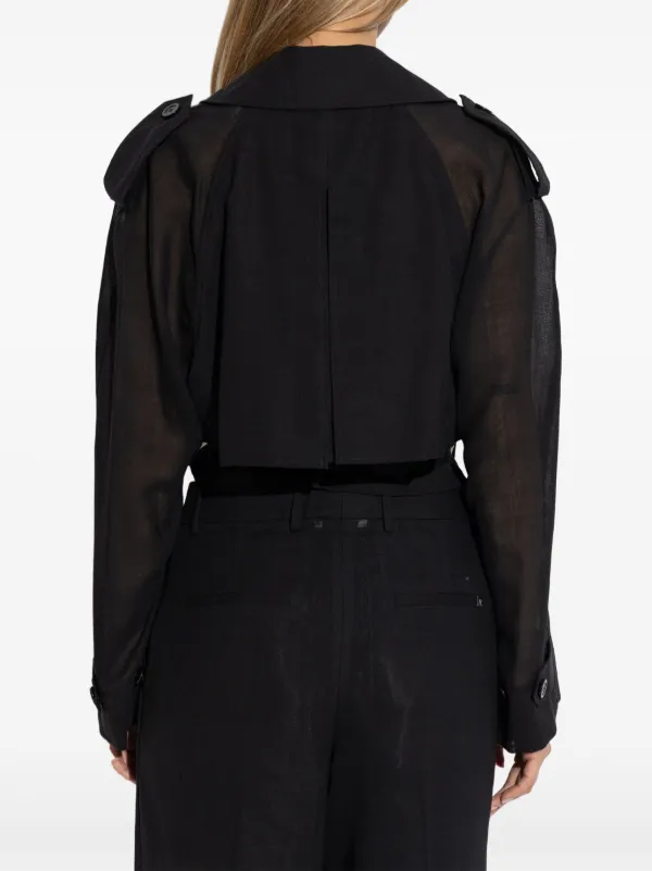 Helmut Lang クロップド ダブルトレンチコート | ブラック