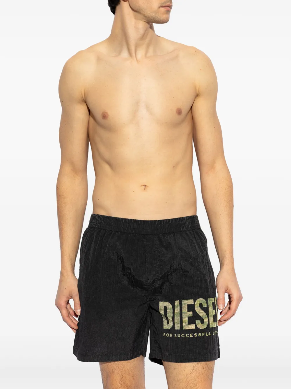 Diesel logo-print swim shorts - Zwart