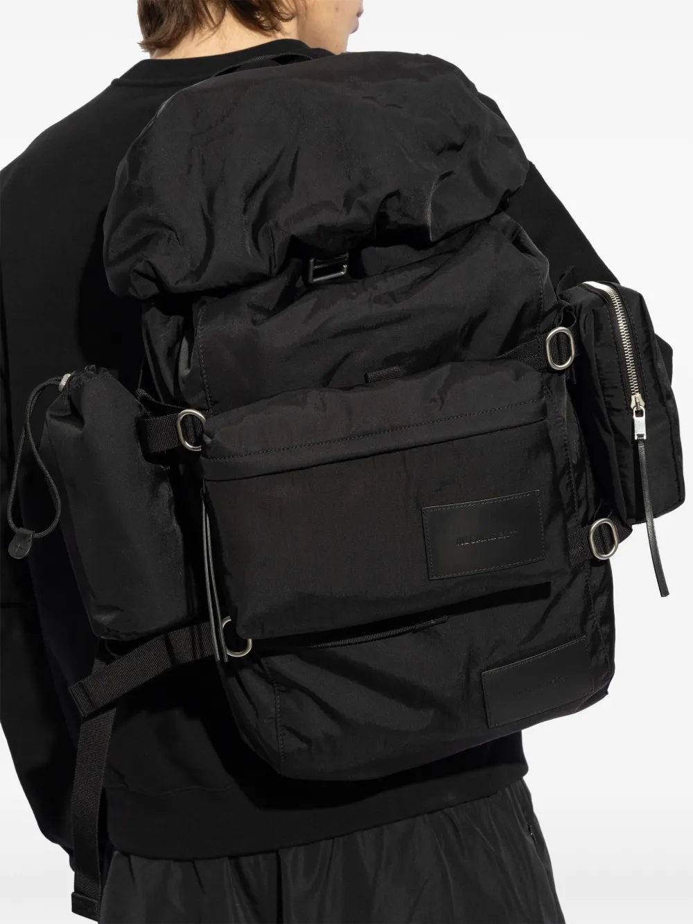 Jil Sander logo-patch backpack - Zwart