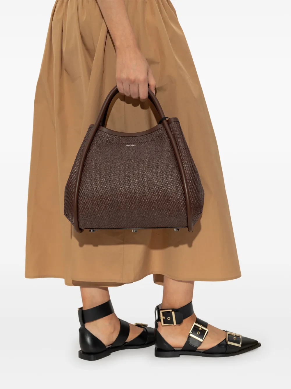 Max Mara Marine shopper met imitatiebont - Bruin