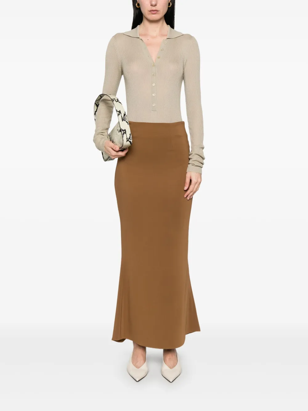 STYLAND Crêpe maxi-rok - Bruin