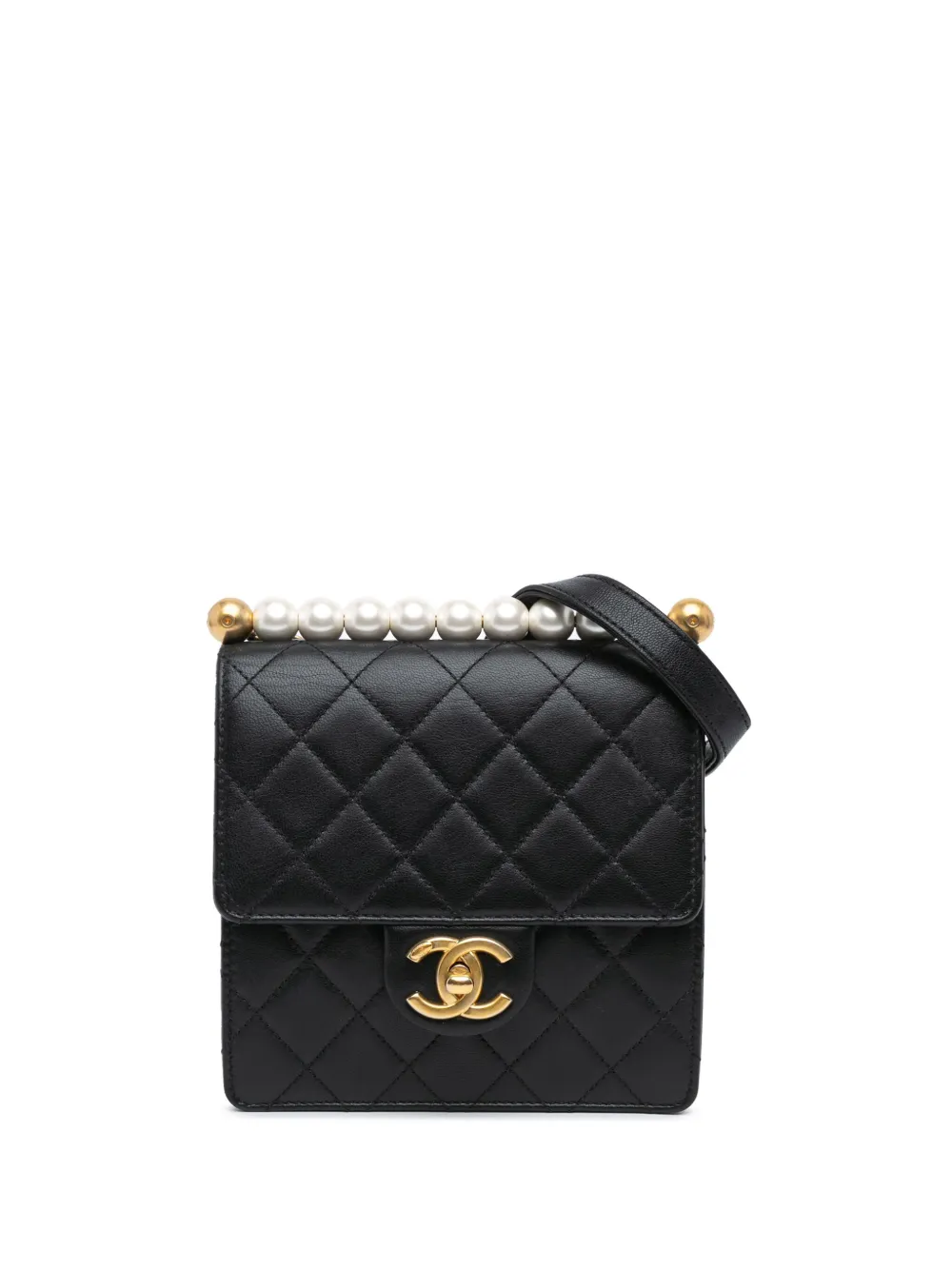 CHANEL Pre-Owned 2019 Small Lambskin Chic Pearls Flap crossbody bag | Black | Image 1