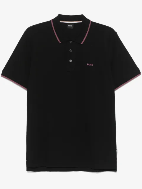BOSS cotton-piqué polo shirt with contrast tipping