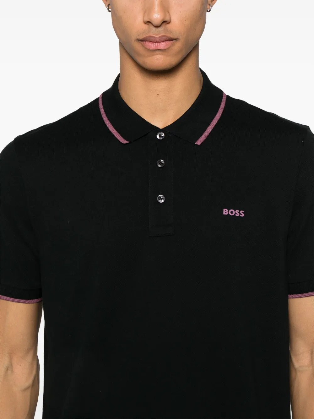BOSS Poloshirt met logo-applicatie Zwart