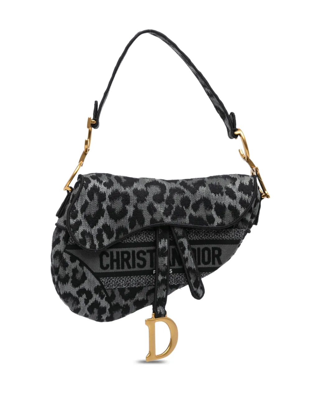 Christian Dior Pre-Owned 2021 ミッツァ エンブロイダリー キャンバス レオパード サドル ショルダーバッグ - Christian Dior Pre-Owned 2021 ミッツァ エンブロイダリー キャンバス レオパード サドル ショルダーバッグ -