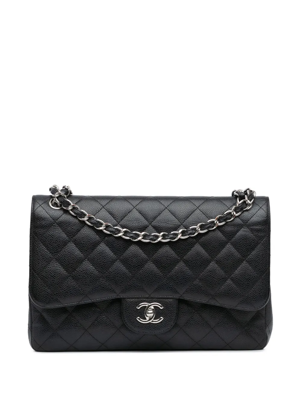 CHANEL Pre-Owned شنطة كتف 'جامبو كلاسيك كافيار دابل فلاب' 2018-2019 | أسود | Image 1
