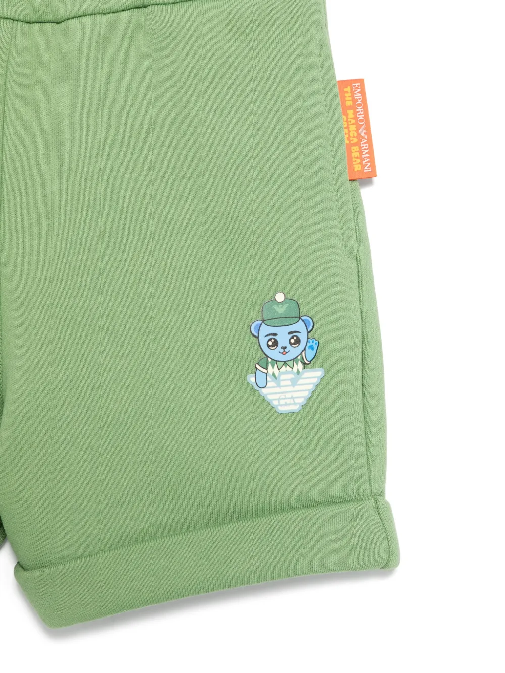 Emporio Armani Kids Manga Bear Crew shorts Groen