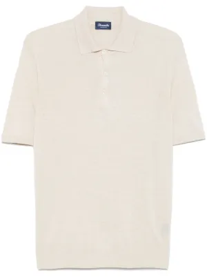 Tシャツ・カットソー Drumohr SHORT SLEEVES POLO WITH BUTTONS (D0GF202 105 CREAM) Drumohr Short Sleeve Jersey Polo Shirt In White | ModeSens