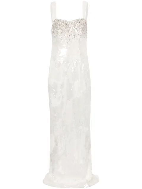 Dina Melwani crystal-embellished sequinned gown