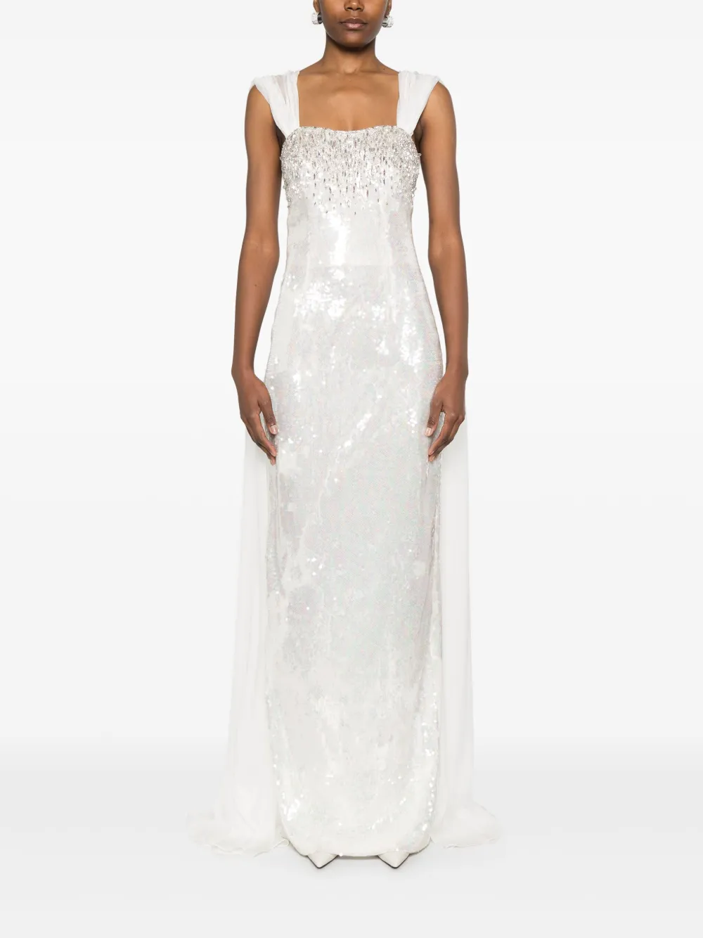 Dina Melwani crystal-embellished sequinned gown - Wit