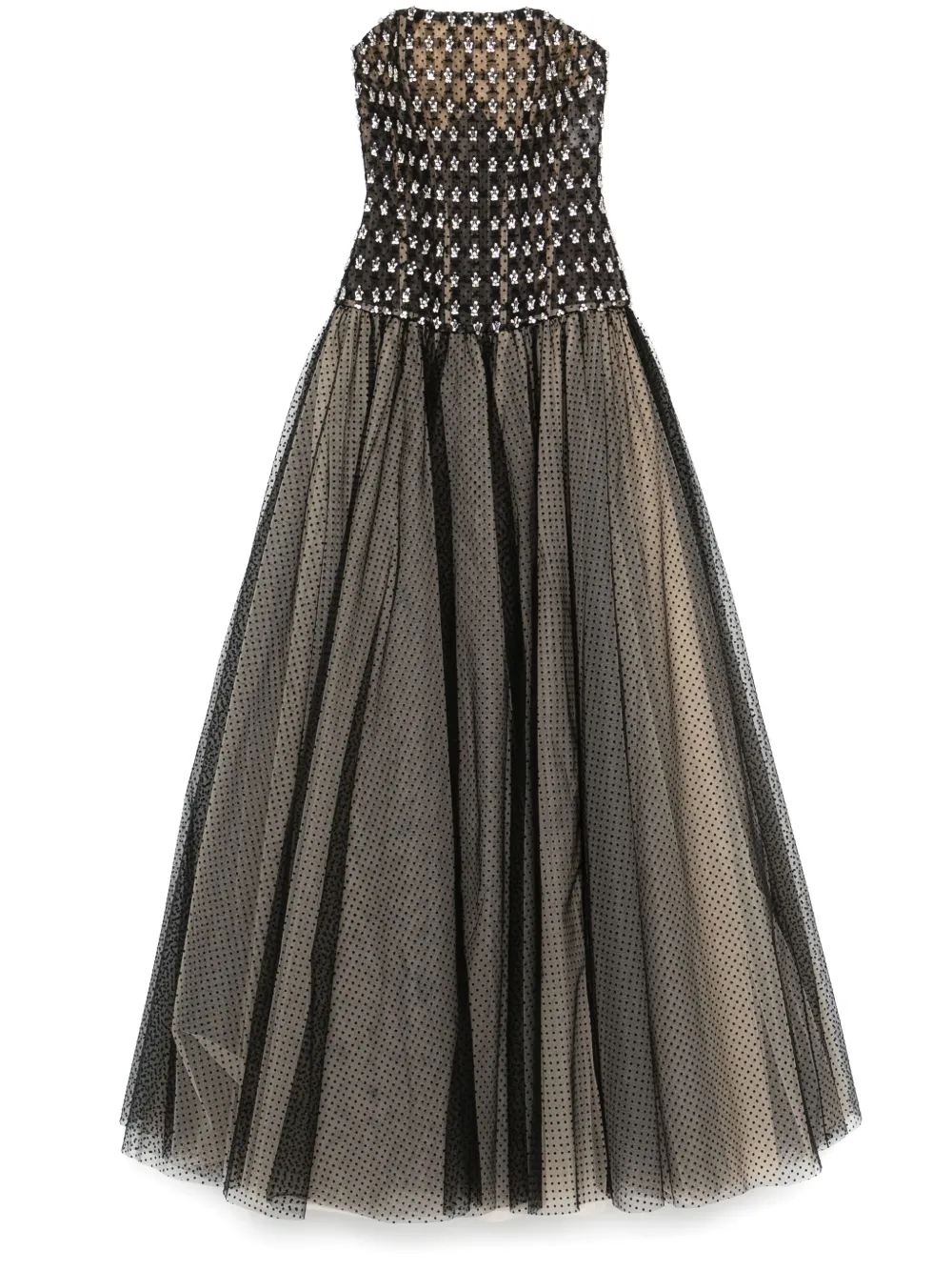 Dina Melwani crystal-embellished corset gown – Black