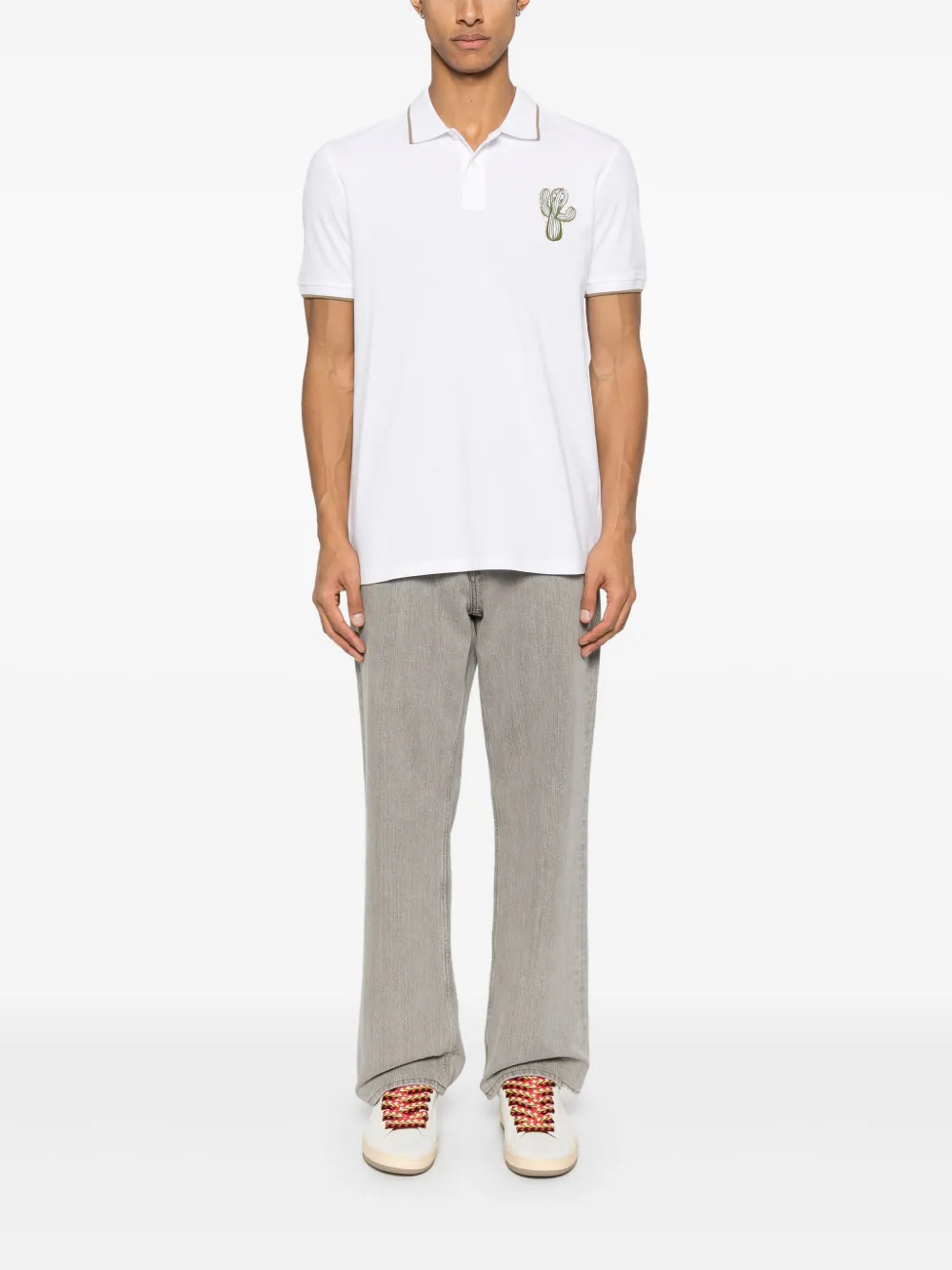 PS Paul Smith cactus-embroidery polo shirt - Wit