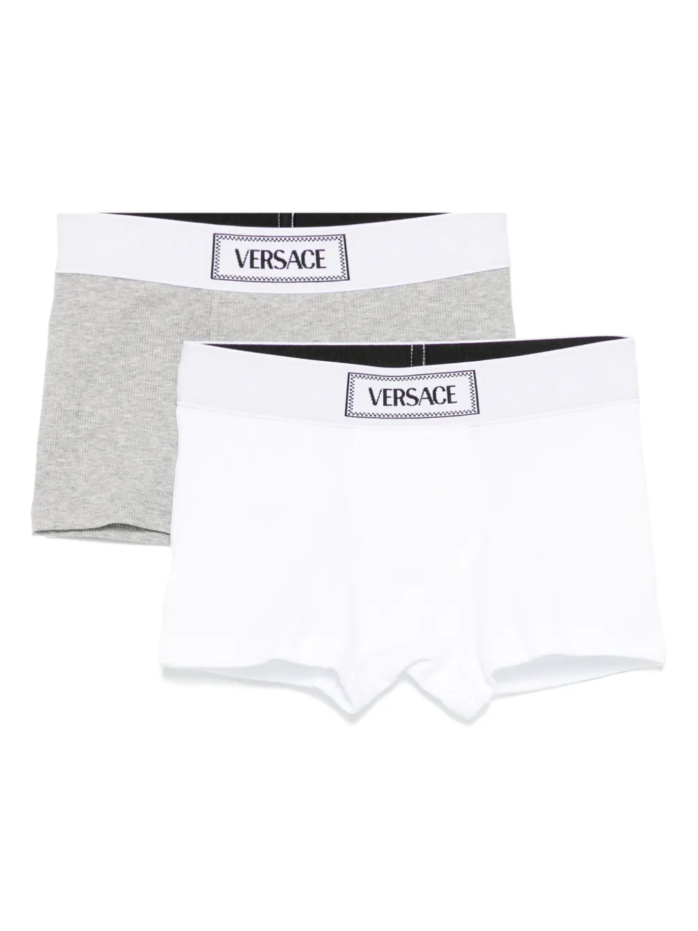 Versace Kids Twee geribbelde boxershorts Wit