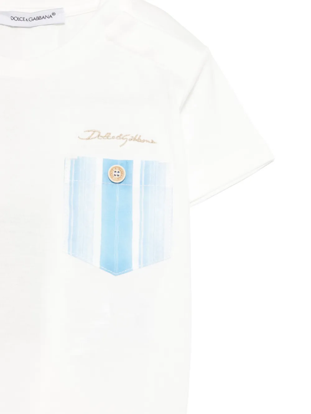 Dolce & Gabbana Kids T-shirt met jersey zak Wit