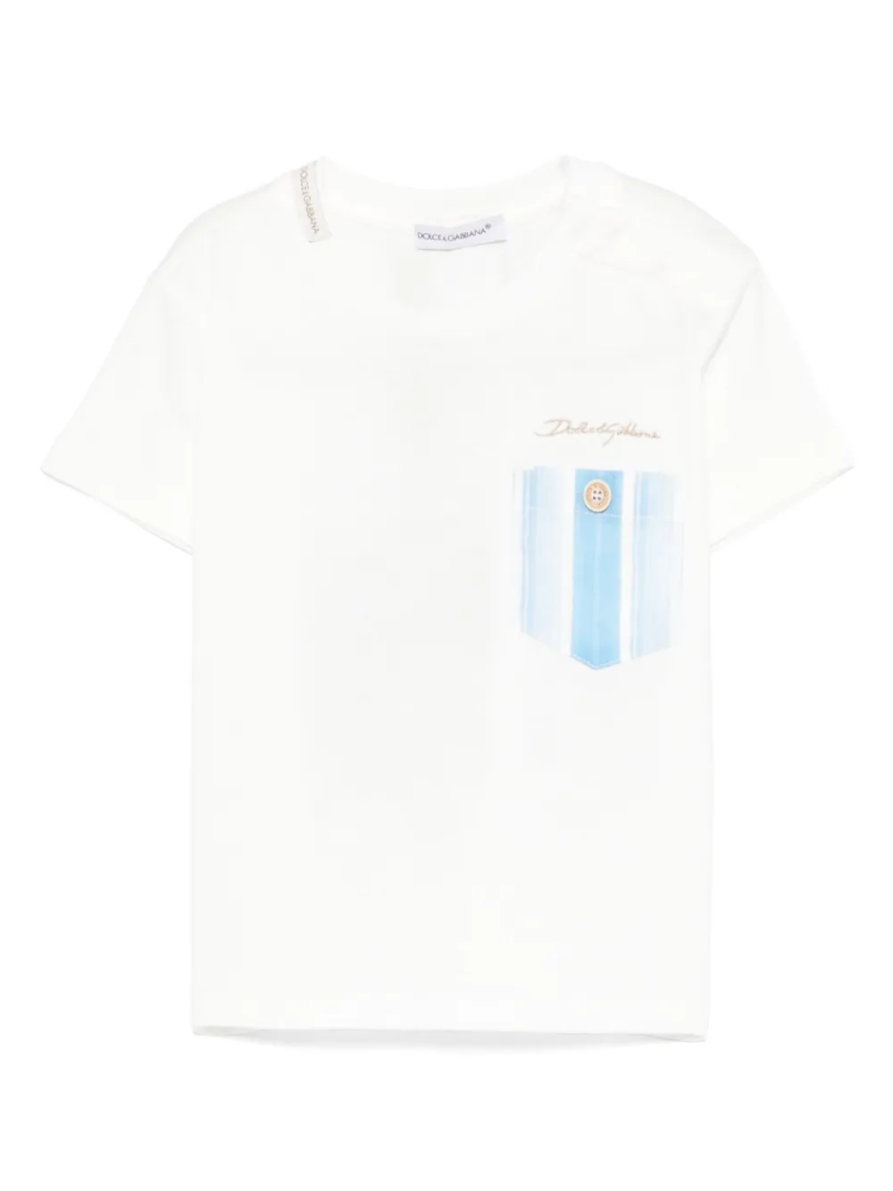 Dolce & Gabbana Kids T-shirt met jersey zak Wit