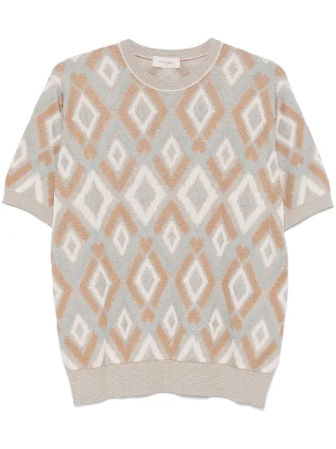Piacenza Cashmere T-Shirt mit Jacquardmuster