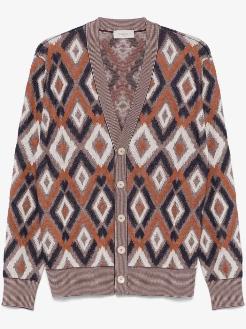 Piacenza Cashmere cárdigan con cinturón y motivo en jacquard