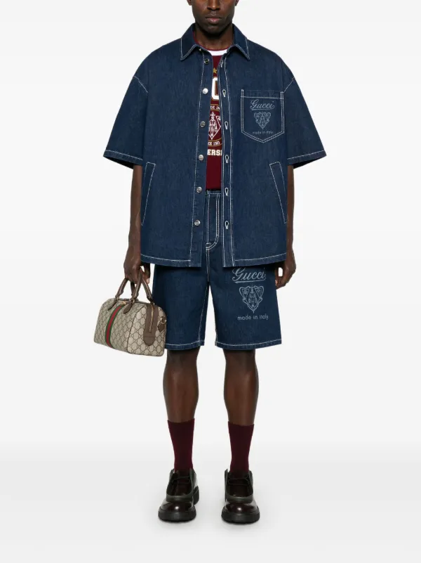 Gucci Lasered Denim Shorts | Blue | FARFETCH JO