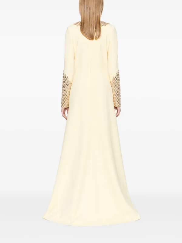 Dina Melwani Abito Da Sera Con Decorazione Giallo FARFETCH IT