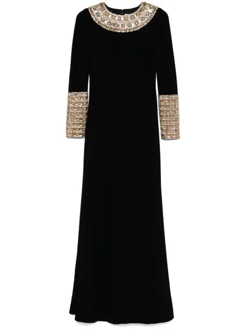 Dina Melwani robe longue à ornements en cristal